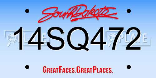 14SQ472 South Dakota License Plate