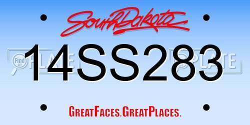 14SS283 South Dakota License Plate