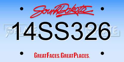 14SS326 South Dakota License Plate