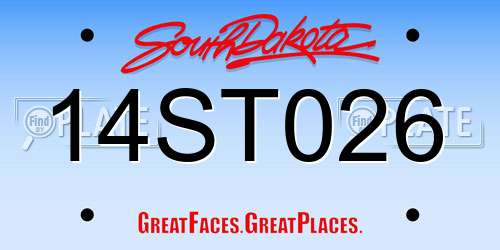 14ST026 South Dakota License Plate