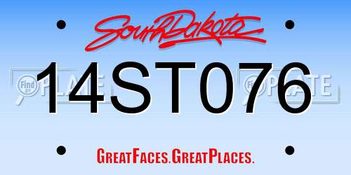 14ST076 South Dakota License Plate