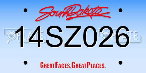 14SZ026 South Dakota License Plate