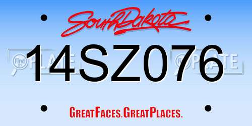 14SZ076 South Dakota License Plate