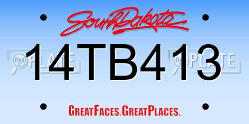 14TB413 South Dakota License Plate