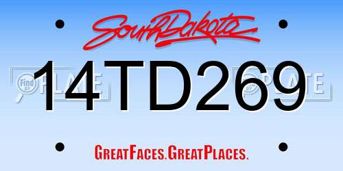 14TD269 South Dakota License Plate