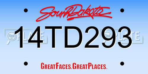 14TD293 South Dakota License Plate