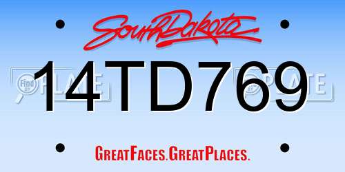 14TD769 South Dakota License Plate