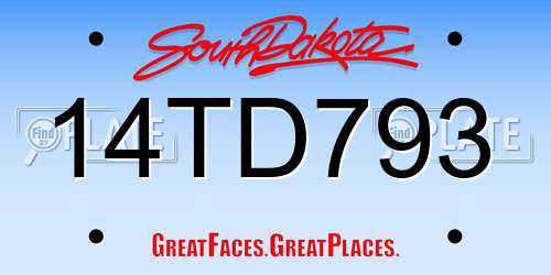 14TD793 South Dakota License Plate