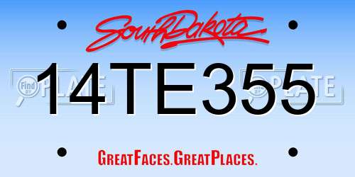 14TE355 South Dakota License Plate