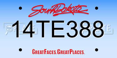 14TE388 South Dakota License Plate