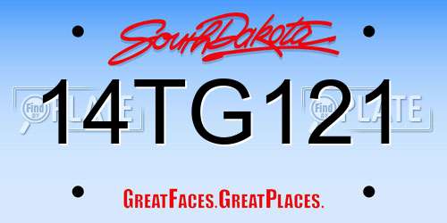 14TG121 South Dakota License Plate
