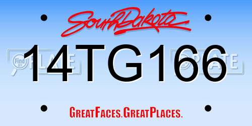 14TG166 South Dakota License Plate