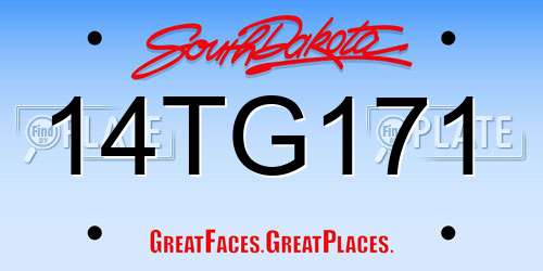 14TG171 South Dakota License Plate