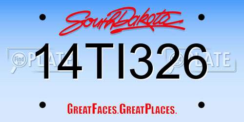 14TI326 South Dakota License Plate