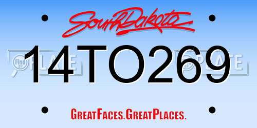 14TO269 South Dakota License Plate