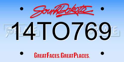 14TO769 South Dakota License Plate