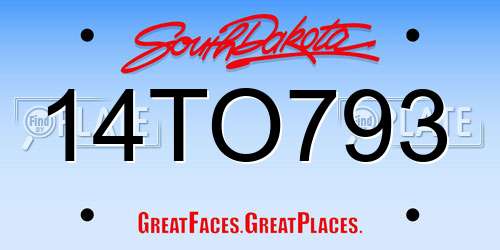 14TO793 South Dakota License Plate