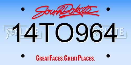 14TO964 South Dakota License Plate