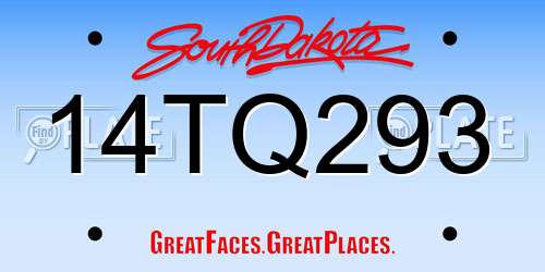 14TQ293 South Dakota License Plate