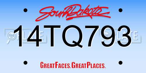 14TQ793 South Dakota License Plate