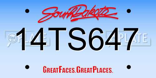 14TS647 South Dakota License Plate