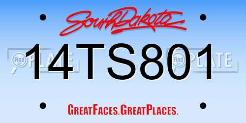 14TS801 South Dakota License Plate