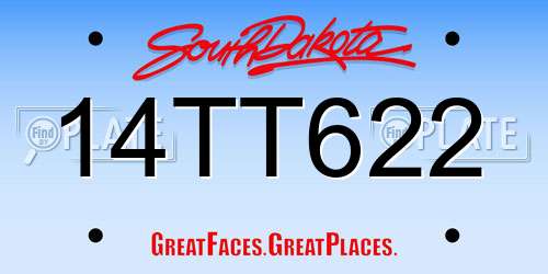 14TT622 South Dakota License Plate