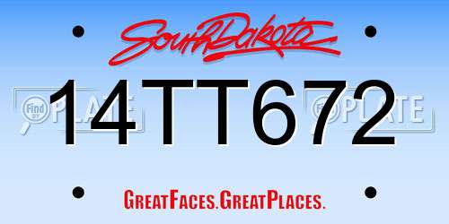 14TT672 South Dakota License Plate