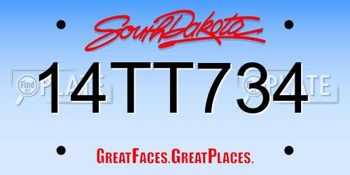 14TT734 South Dakota License Plate