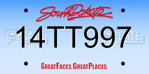 14TT997 South Dakota License Plate