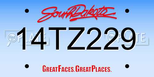 14TZ229 South Dakota License Plate