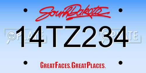 14TZ234 South Dakota License Plate