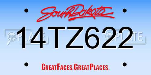 14TZ622 South Dakota License Plate