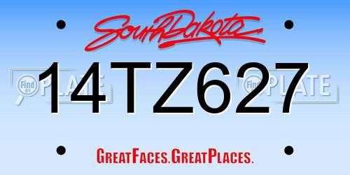 14TZ627 South Dakota License Plate