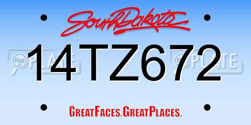 14TZ672 South Dakota License Plate