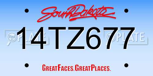 14TZ677 South Dakota License Plate