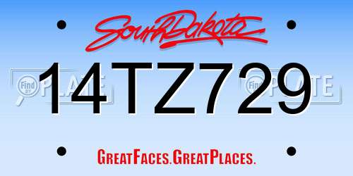 14TZ729 South Dakota License Plate