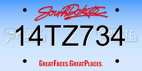 14TZ734 South Dakota License Plate