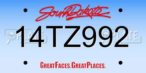 14TZ992 South Dakota License Plate