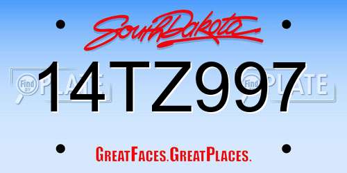 14TZ997 South Dakota License Plate