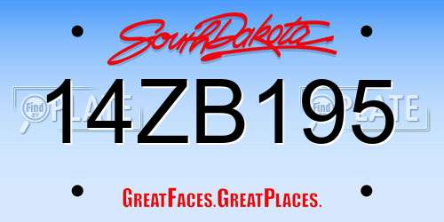 14ZB195 South Dakota License Plate