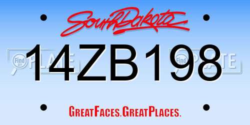 14ZB198 South Dakota License Plate
