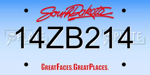 14ZB214 South Dakota License Plate