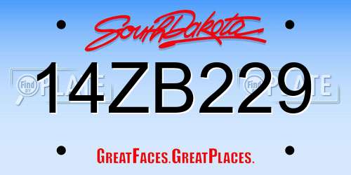 14ZB229 South Dakota License Plate