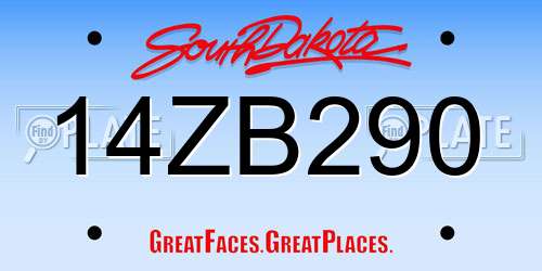 14ZB290 South Dakota License Plate