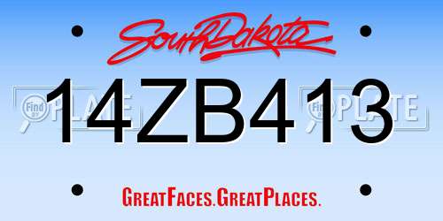 14ZB413 South Dakota License Plate
