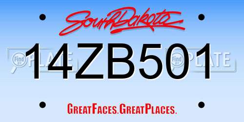14ZB501 South Dakota License Plate