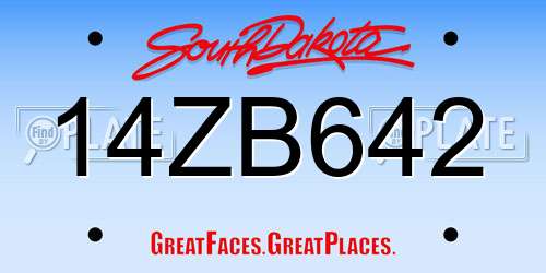 14ZB642 South Dakota License Plate