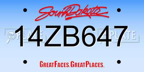 14ZB647 South Dakota License Plate