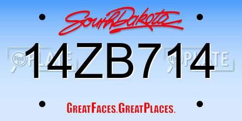 14ZB714 South Dakota License Plate